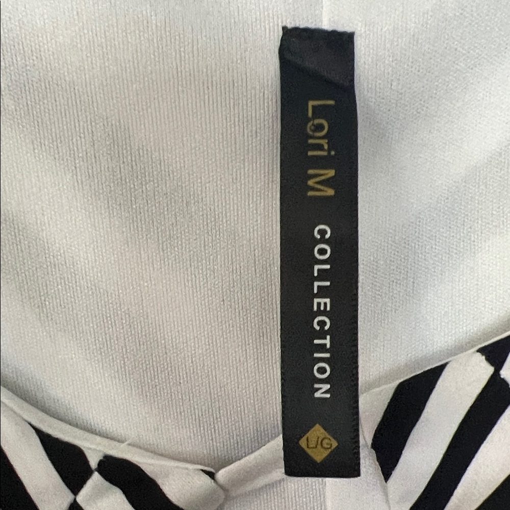 Lori M Striped Black and White Midi Dress - Picture 2 of 3